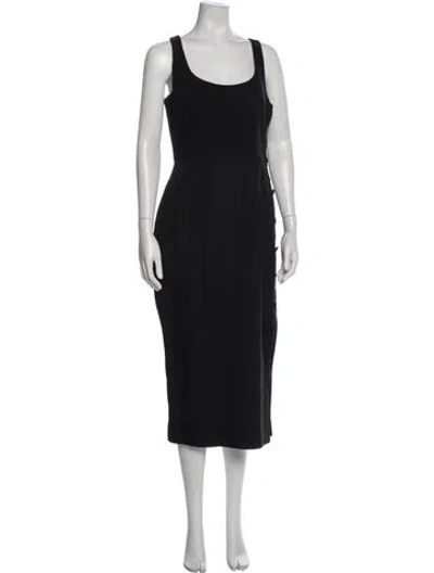 Pre-owned Nicole Miller Scoop Neck Long Dress In Black