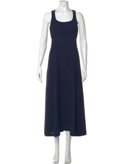 Pre-owned Nicole Miller Scoop Neck Long Dress In Blue