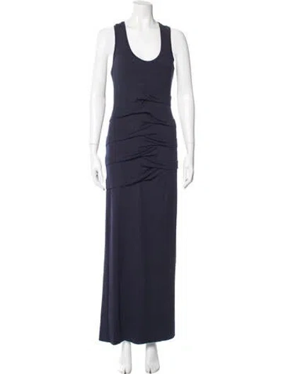 Pre-owned Nicole Miller Scoop Neck Long Dress In Blue
