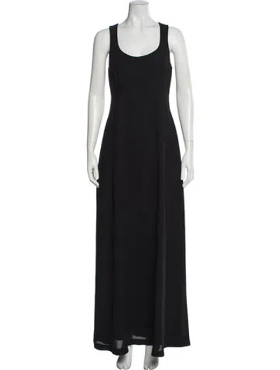 Pre-owned Nicole Miller Scoop Neck Long Dress In Gray