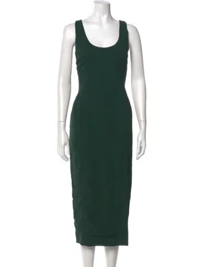 Pre-owned Nicole Miller Scoop Neck Long Dress In Green