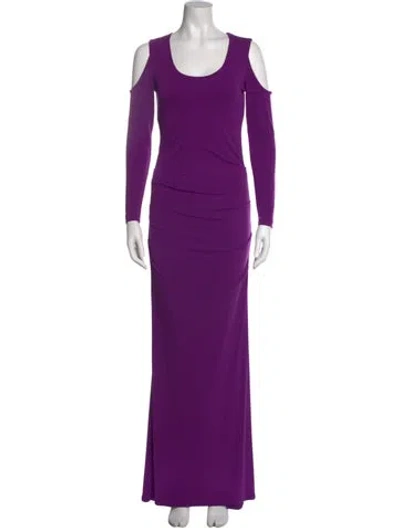 Pre-owned Nicole Miller Scoop Neck Long Dress In Purple