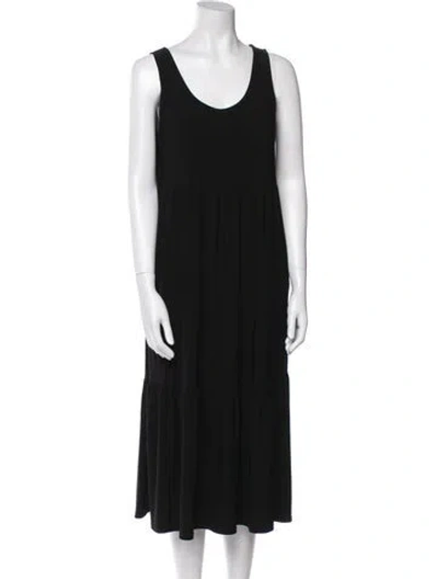 Pre-owned Nicole Miller Scoop Neck Midi Length Dress In Black