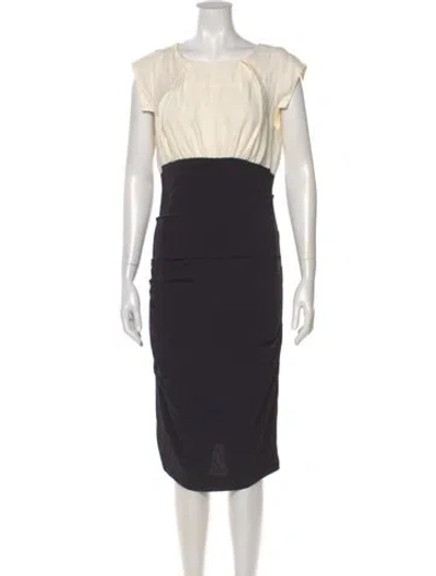 Pre-owned Nicole Miller Scoop Neck Midi Length Dress In Multi