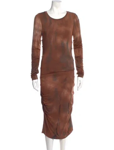 Pre-owned Nicole Miller Scoop Neck Midi Length Dress In Neutral