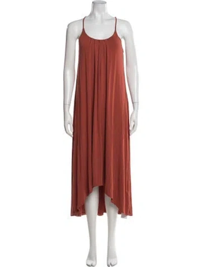 Pre-owned Nicole Miller Scoop Neck Midi Length Dress In Orange