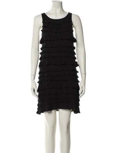 Pre-owned Nicole Miller Scoop Neck Mini Dress In Black