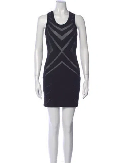 Pre-owned Nicole Miller Scoop Neck Mini Dress In Black