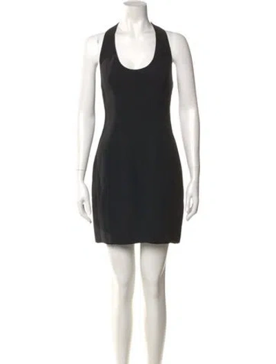 Pre-owned Nicole Miller Scoop Neck Mini Dress In Black