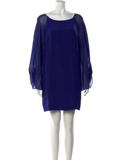 Pre-owned Nicole Miller Scoop Neck Mini Dress In Blue