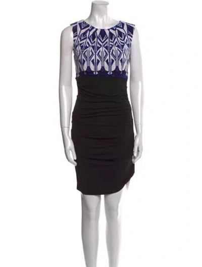 Pre-owned Nicole Miller Scoop Neck Mini Dress In Multi
