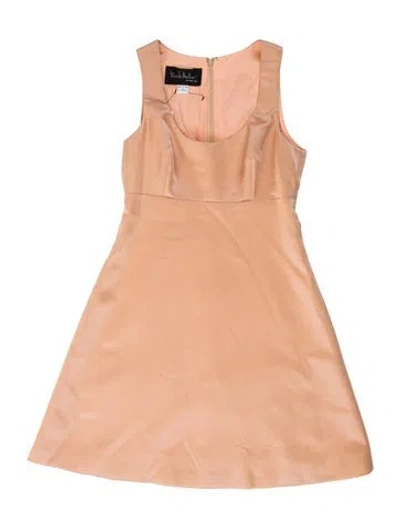 Pre-owned Nicole Miller Scoop Neck Mini Dress In Neutral