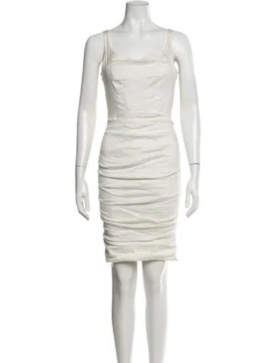 Pre-owned Nicole Miller Scoop Neck Mini Dress In Neutrals