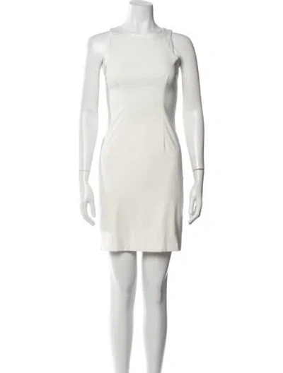 Pre-owned Nicole Miller Scoop Neck Mini Dress In White