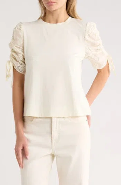 Nicole Miller Sequin Embellished Puff Sleeve Top In Neutral