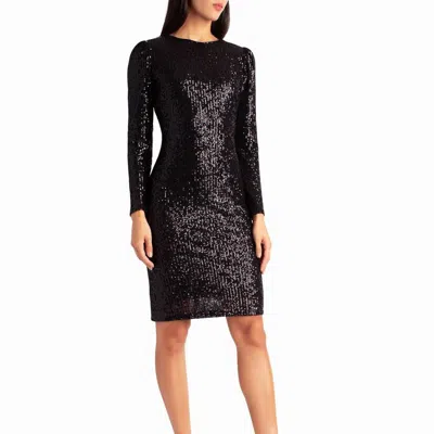 Nicole Miller Sequin Sheath Olivia Dress In Very Black Sequins