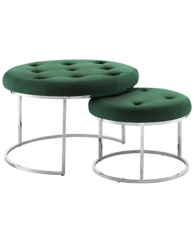 Nicole Miller Set Of 2 Keanu Velvet Ottomans