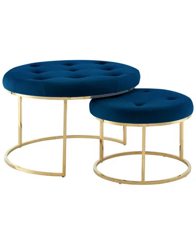 Nicole Miller Set Of 2 Keanu Velvet Ottomans