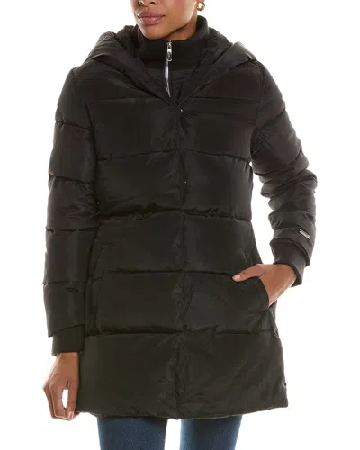 Nicole Miller Shawl Puffer Parka In Black
