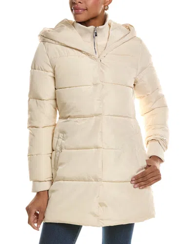 Nicole Miller Shawl Puffer Parka In White