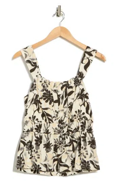 Nicole Miller Shirred Peplum Tank In Black