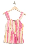Nicole Miller Shirred Peplum Tank In Multi