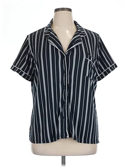 Pre-owned Nicole Miller Short Sleeve Blouse In Black