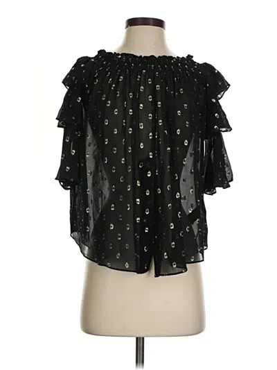 Pre-owned Nicole Miller Short Sleeve Blouse In Black