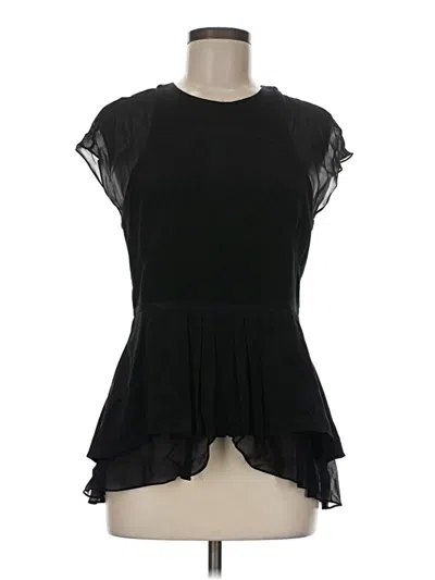 Pre-owned Nicole Miller Short Sleeve Blouse In Black
