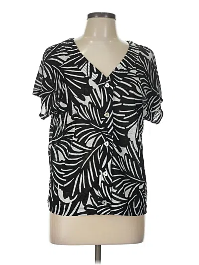 Pre-owned Nicole Miller Short Sleeve Blouse In Black