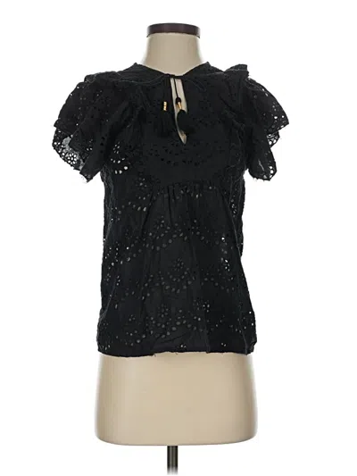 Pre-owned Nicole Miller Short Sleeve Blouse In Black
