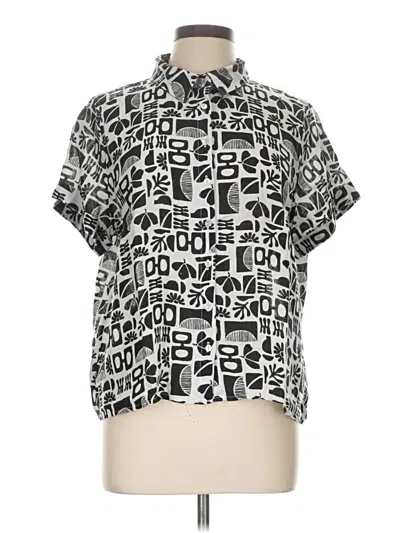 Pre-owned Nicole Miller Short Sleeve Blouse In Black