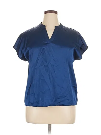 Pre-owned Nicole Miller Short Sleeve Blouse In Blue