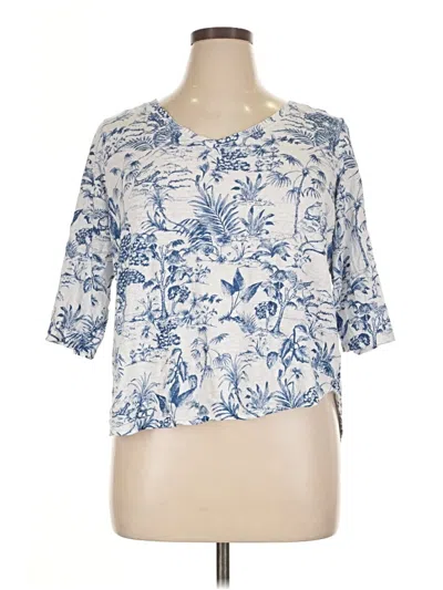 Pre-owned Nicole Miller Short Sleeve Blouse In Blue