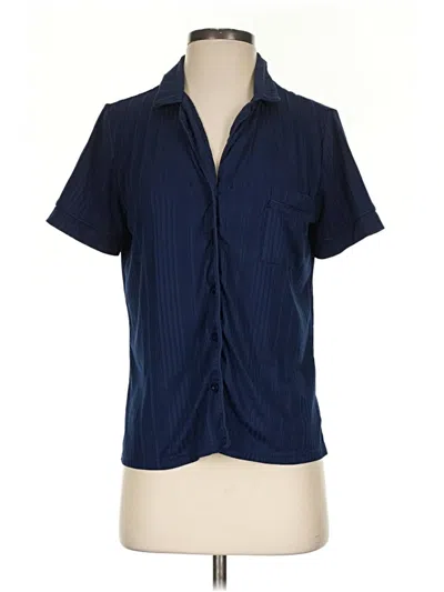 Pre-owned Nicole Miller Short Sleeve Blouse In Blue
