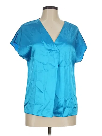 Pre-owned Nicole Miller Short Sleeve Blouse In Blue