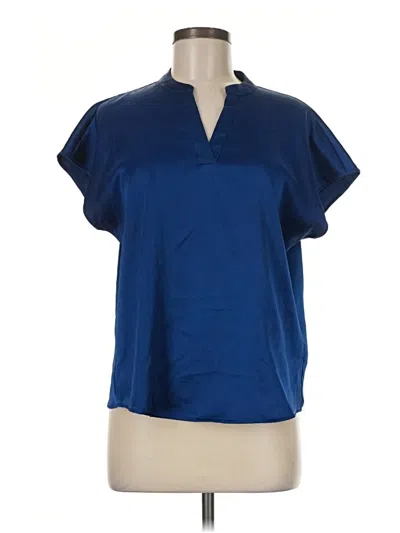 Pre-owned Nicole Miller Short Sleeve Blouse In Blue