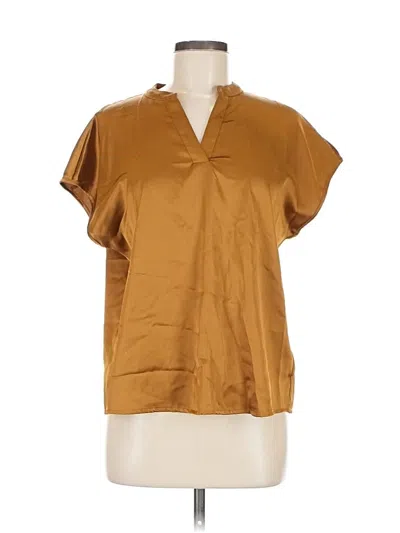 Pre-owned Nicole Miller Short Sleeve Blouse In Brown