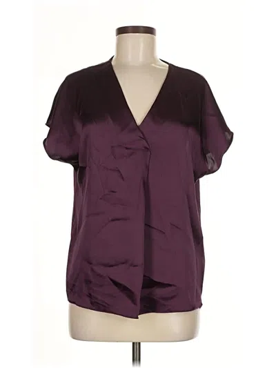 Pre-owned Nicole Miller Short Sleeve Blouse In Burgundy