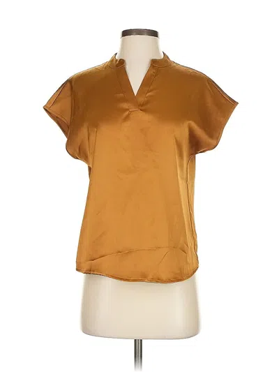 Pre-owned Nicole Miller Short Sleeve Blouse In Gold