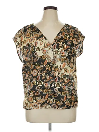 Pre-owned Nicole Miller Short Sleeve Blouse In Gold