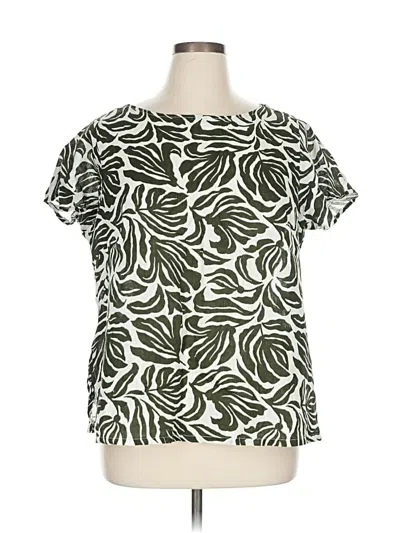 Pre-owned Nicole Miller Short Sleeve Blouse In Green