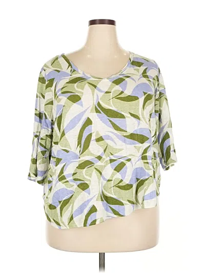 Pre-owned Nicole Miller Short Sleeve Blouse In Green
