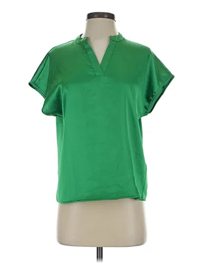 Pre-owned Nicole Miller Short Sleeve Blouse In Green