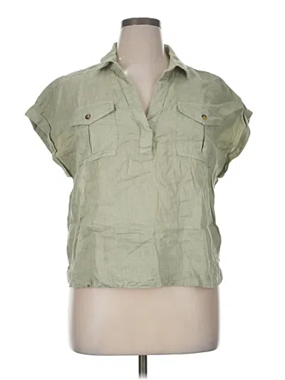 Pre-owned Nicole Miller Short Sleeve Blouse In Green