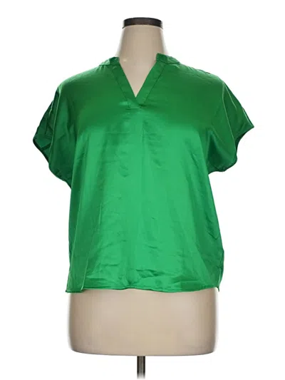 Pre-owned Nicole Miller Short Sleeve Blouse In Green