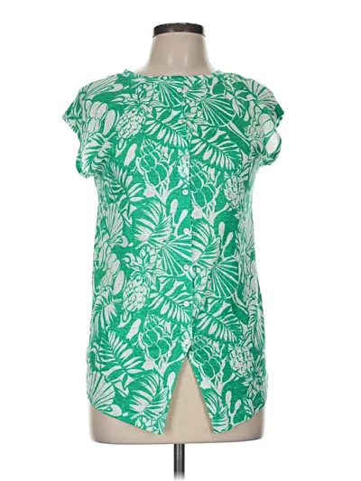 Pre-owned Nicole Miller Short Sleeve Blouse In Green