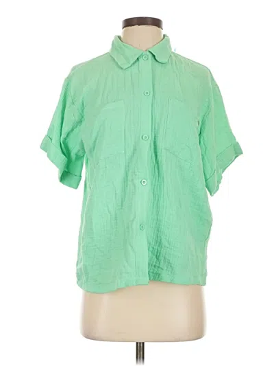 Pre-owned Nicole Miller Short Sleeve Blouse In Green