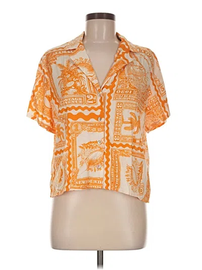 Pre-owned Nicole Miller Short Sleeve Blouse In Orange