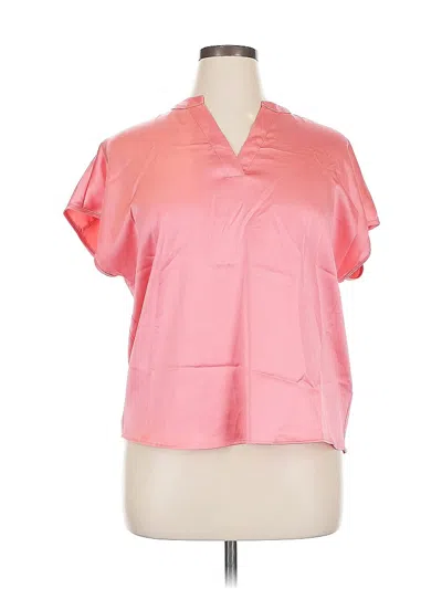 Pre-owned Nicole Miller Short Sleeve Blouse In Pink